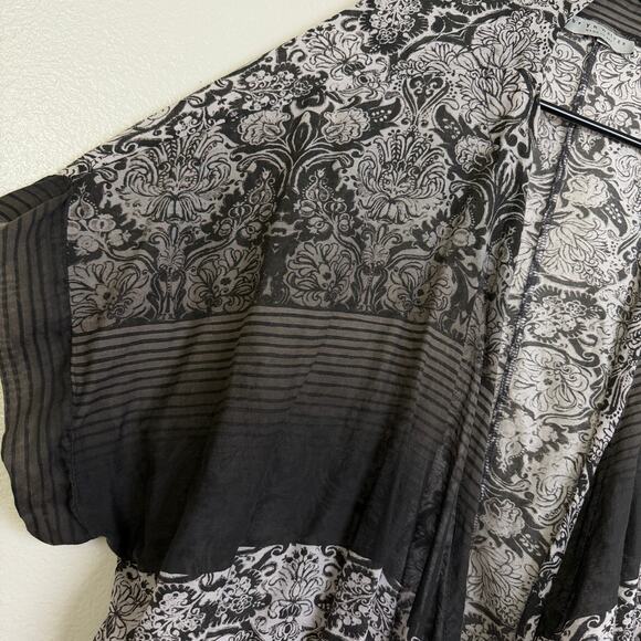 Bryn Walker Jacket Womens XL White Black Cotton Silk Floral Ombre Top Boho - Picture 3 of 12